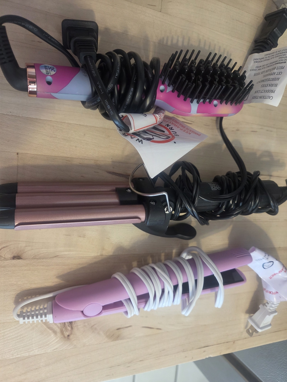 Travel hair tools! Crimper, flat iron & curling iron. All never used. With case!